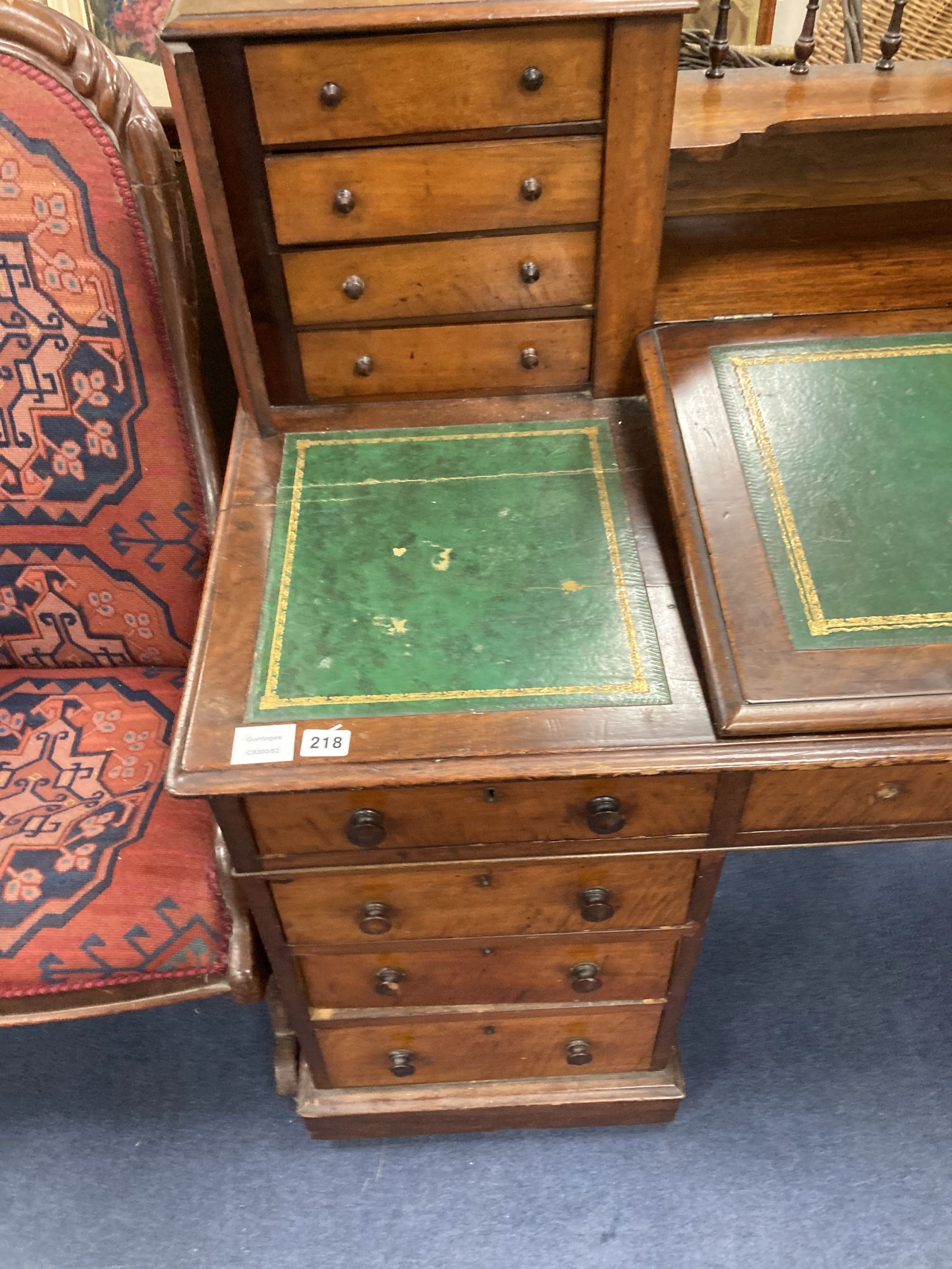 A 19th century mahogany pedestal desk, width 146cm depth 65cm height 104cm